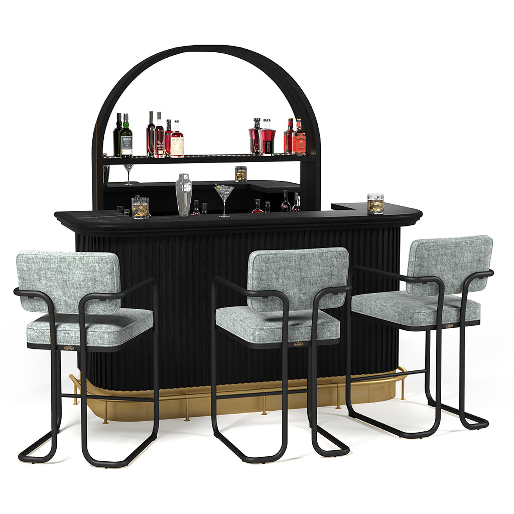RAM Game Room Prohibition Bar Stool in Vintage Gray full set - Home Bars USA