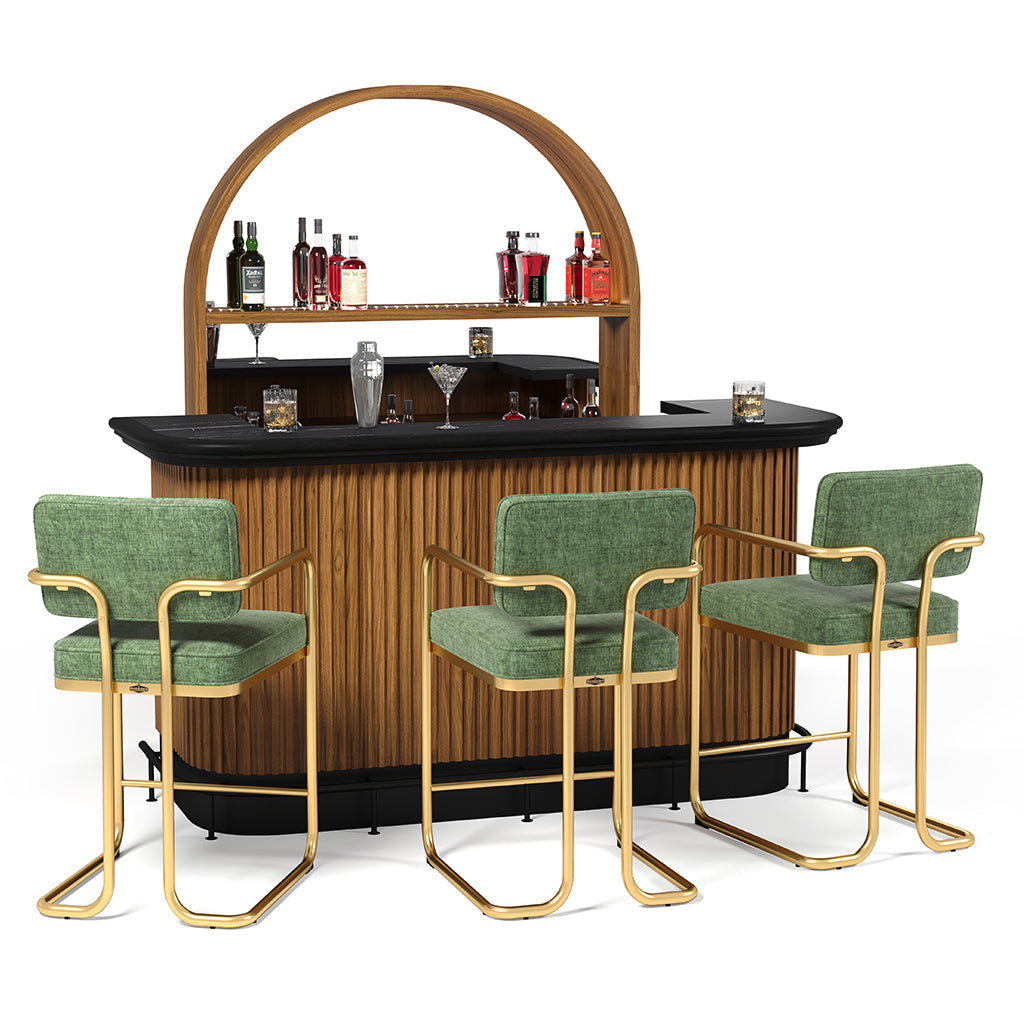 RAM Game Room Prohibition Bar Stool in Vintage Green with a full set - Home Bars USA