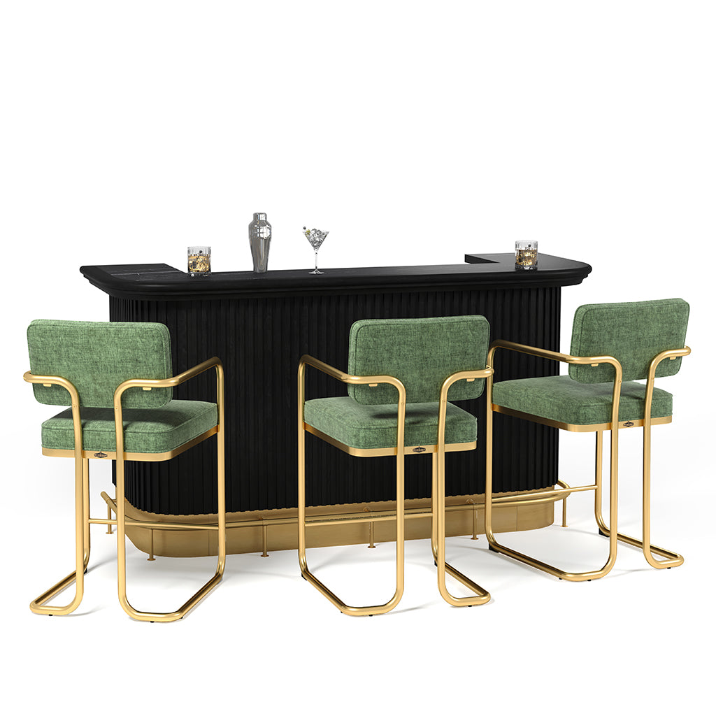 RAM Game Room Prohibition Bar Stool in Vintage Green with a bar - Home Bars USA