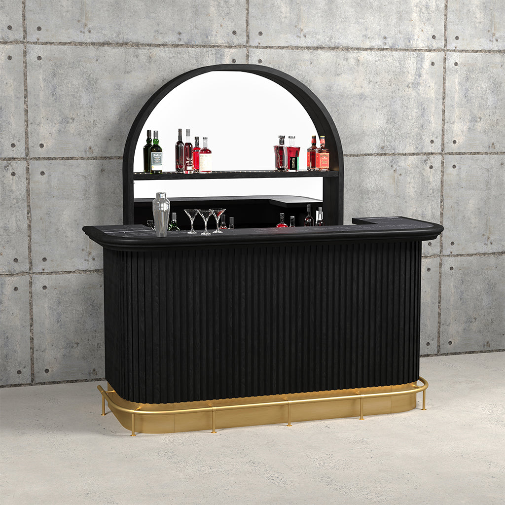 RAM Game Room Prohibition Bar in Matte Black with back bar - Home Bars USA