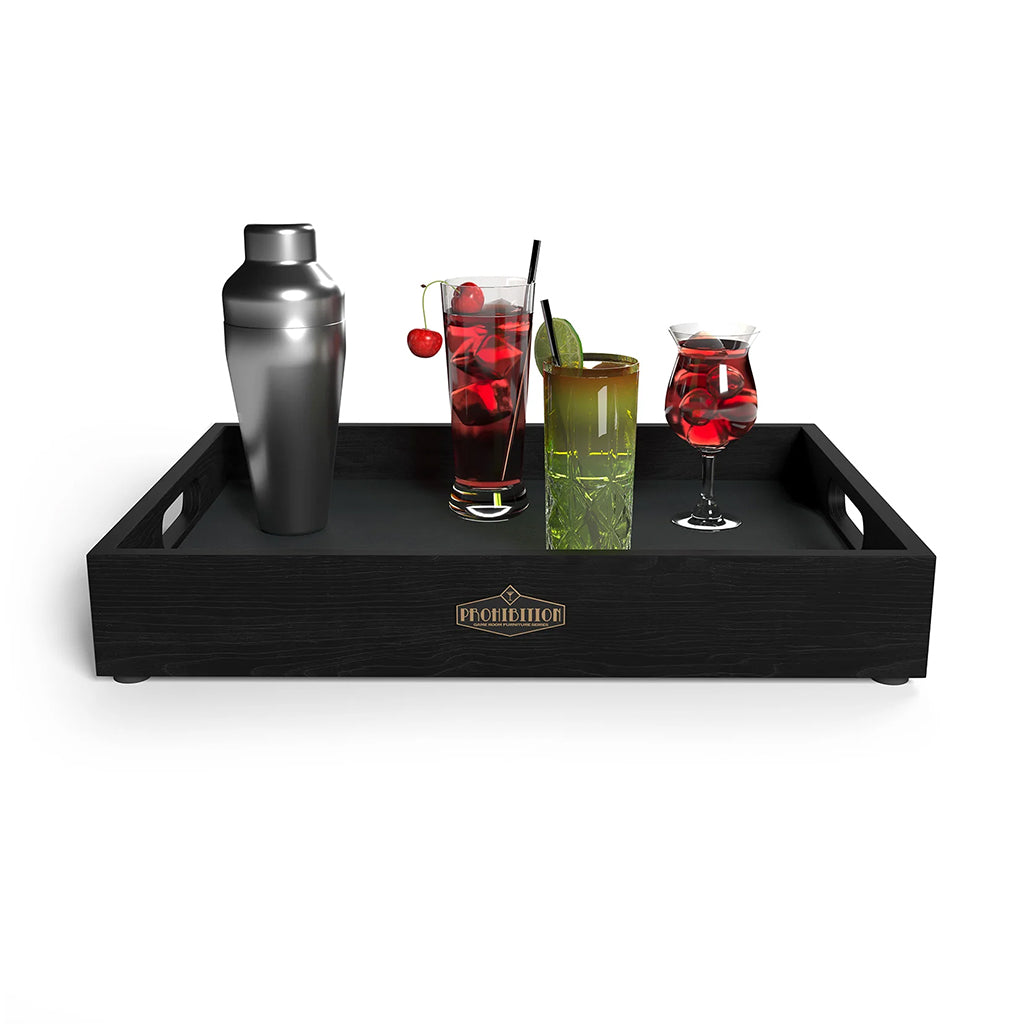 RAM Game Room Prohibition Cocktail Tray in Matte Black front  - Home Bars USA