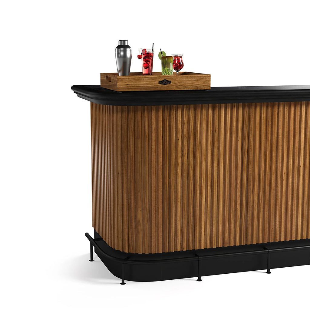 RAM Game Room Prohibition Cocktail Tray in Matte Walnut with a full bar - Home Bars USA