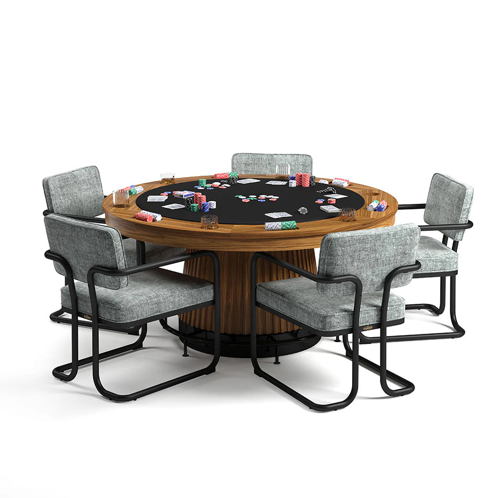 RAM Game Room Prohibition Game Chair in Vintage Gray with a poker table - Home Bars USA