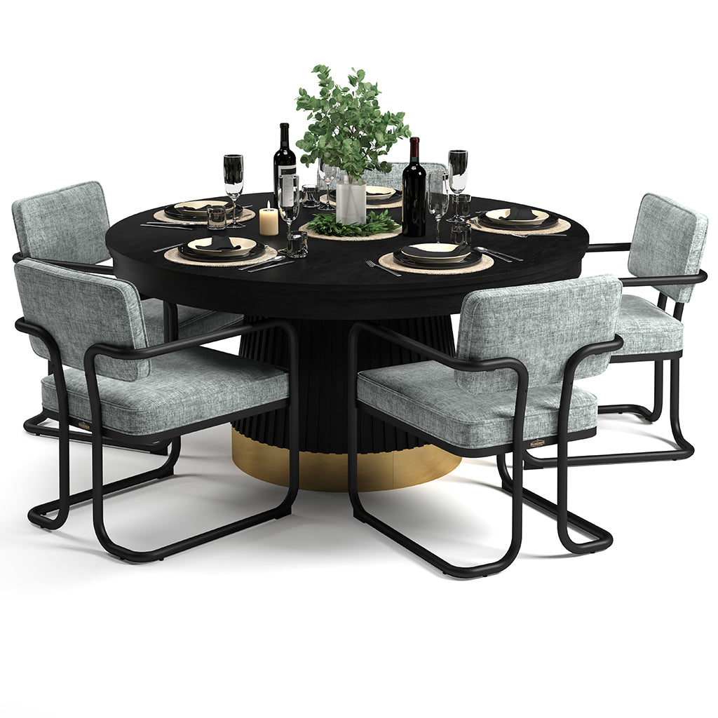 RAM Game Room Prohibition Poker Table in Matte Black full set with dining top and chairs - Home Bars USA