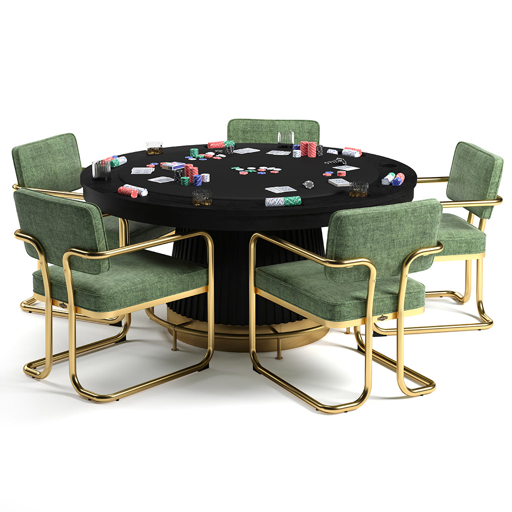 RAM Game Room Prohibition Poker Table in Matte Black full set with game chairs - Home Bars USA