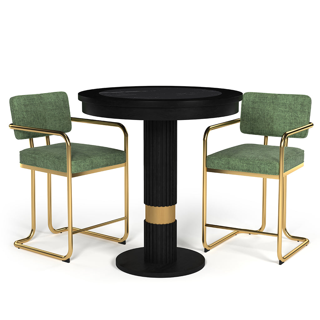 RAM Game Room Prohibition Pub Table in Matte Black with bar stools - Home Bars USA