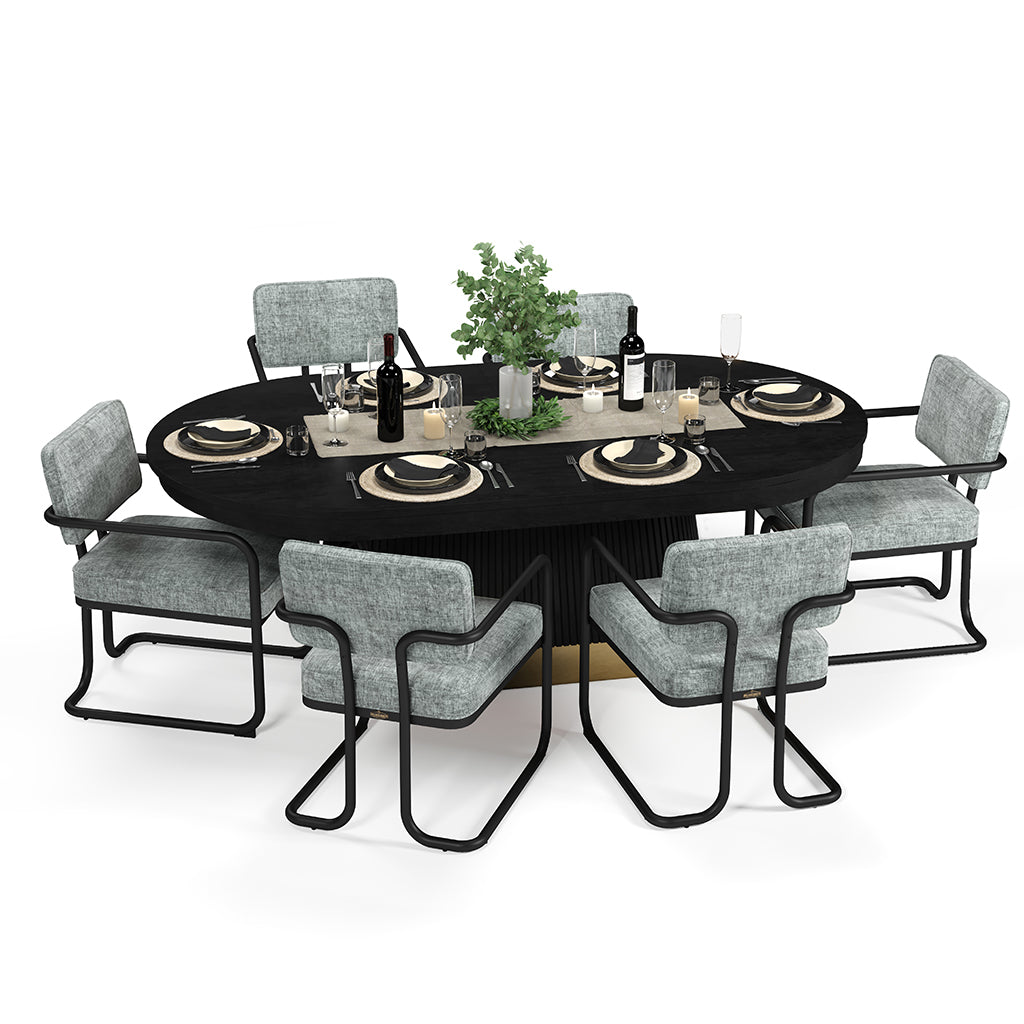 RAM Game Room Prohibition Texas Hold&#39;em Poker Table in Matte Black with dining top and chairs - Home Bars USA