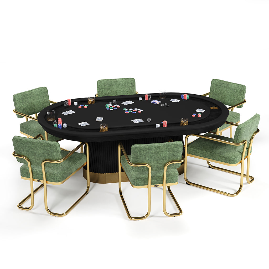 RAM Game Room Prohibition Texas Hold&#39;em Poker Table in Matte Black with poker chairs - Home Bars USA