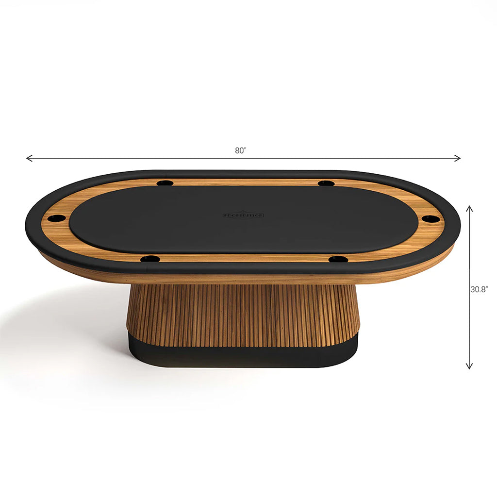 RAM Game Room Prohibition Texas Hold&#39;em Poker Table in Matte Walnut dimensions - Home Bars USA