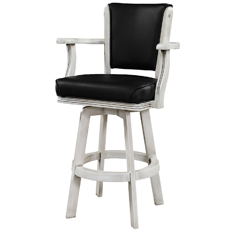 RAM Game Room Swivel Bar Stool With Arms in Antique White - Home Bars USA