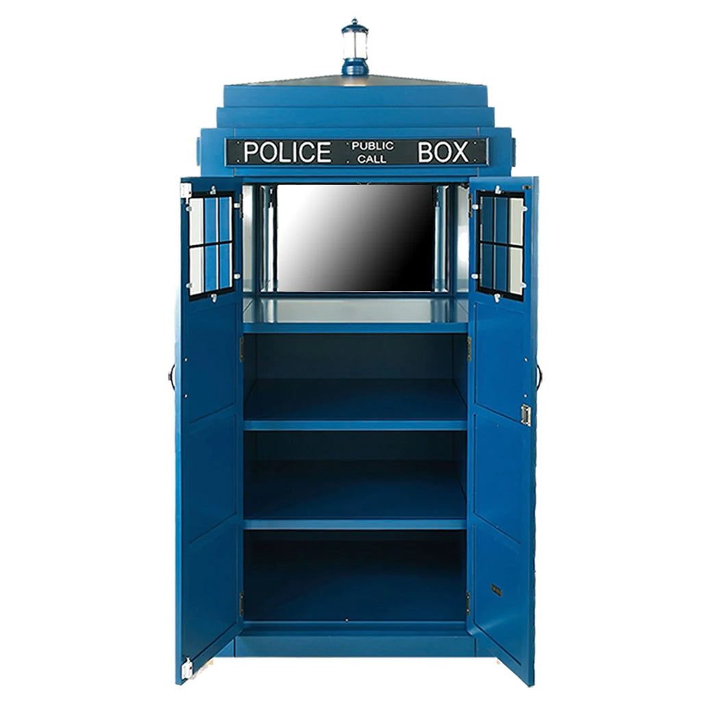 RAM Game Room The BARDIS English Police Booth Bar Cabinet open - Home Bars USA