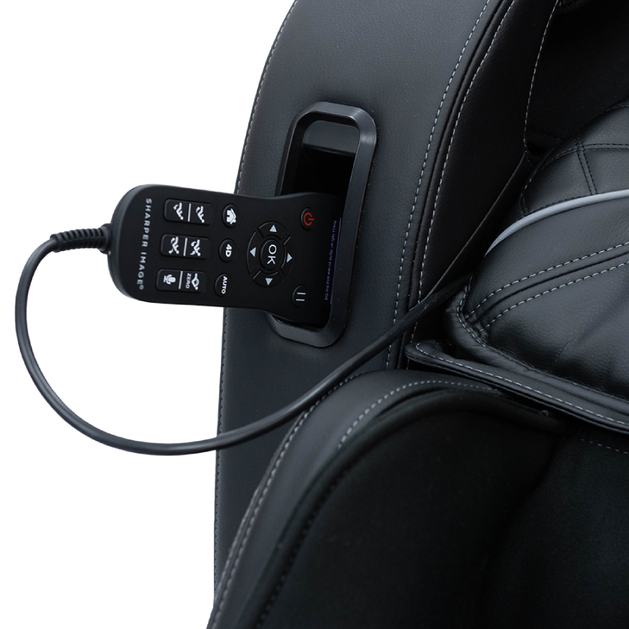 Sharper Image Axis 4D Massage Chair in Black remote control pocket - Home Bars USA
