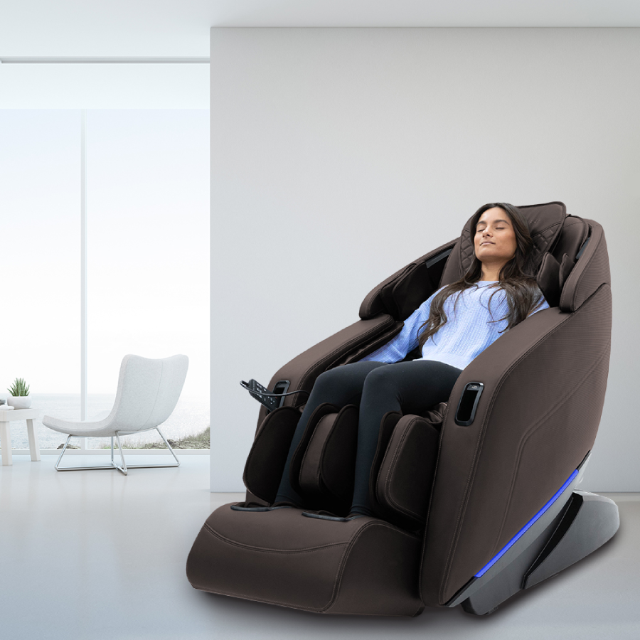 Sharper Image Axis 4D Massage Chair in Brown in interior design - Home Bars USA