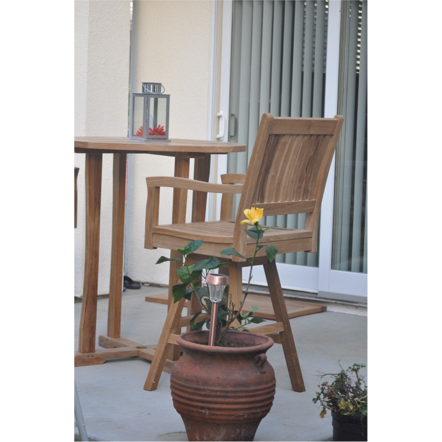 Anderson Teak Rialto Swivel Outdoor Bar Armchair in a real setting - Home Bars USA
