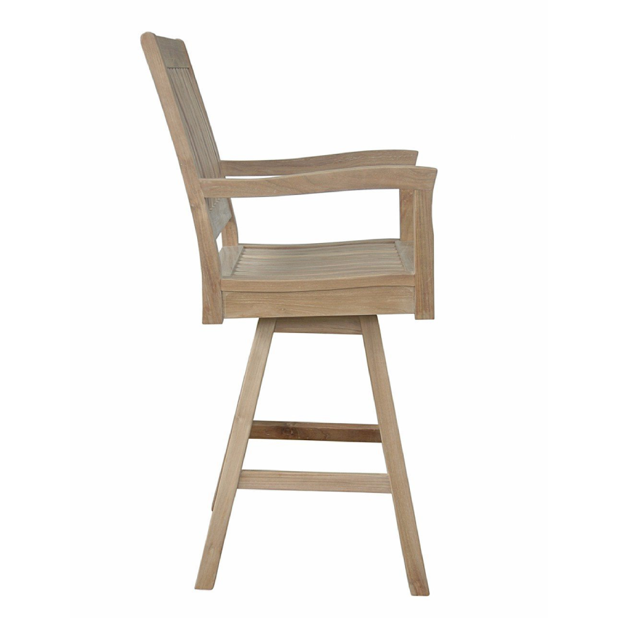 Anderson Teak Rialto Swivel Outdoor Bar Armchair side view - Home Bars USA