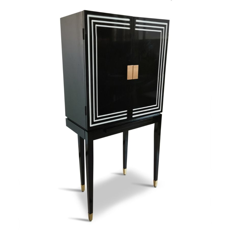 Authentic Models Art Deco Whiskey Cabinet in Black - Home Bars USA