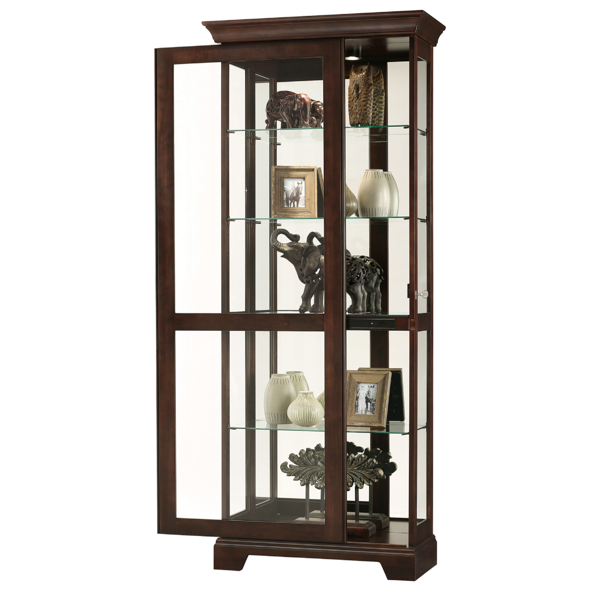 Howard Miller Berends III Curio Cabinet 680579 with an open door - Home Bars USA