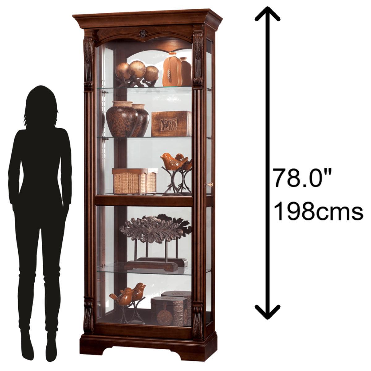 Howard Miller Bernadette Curio Cabinet 680501 scale - Home Bars USA