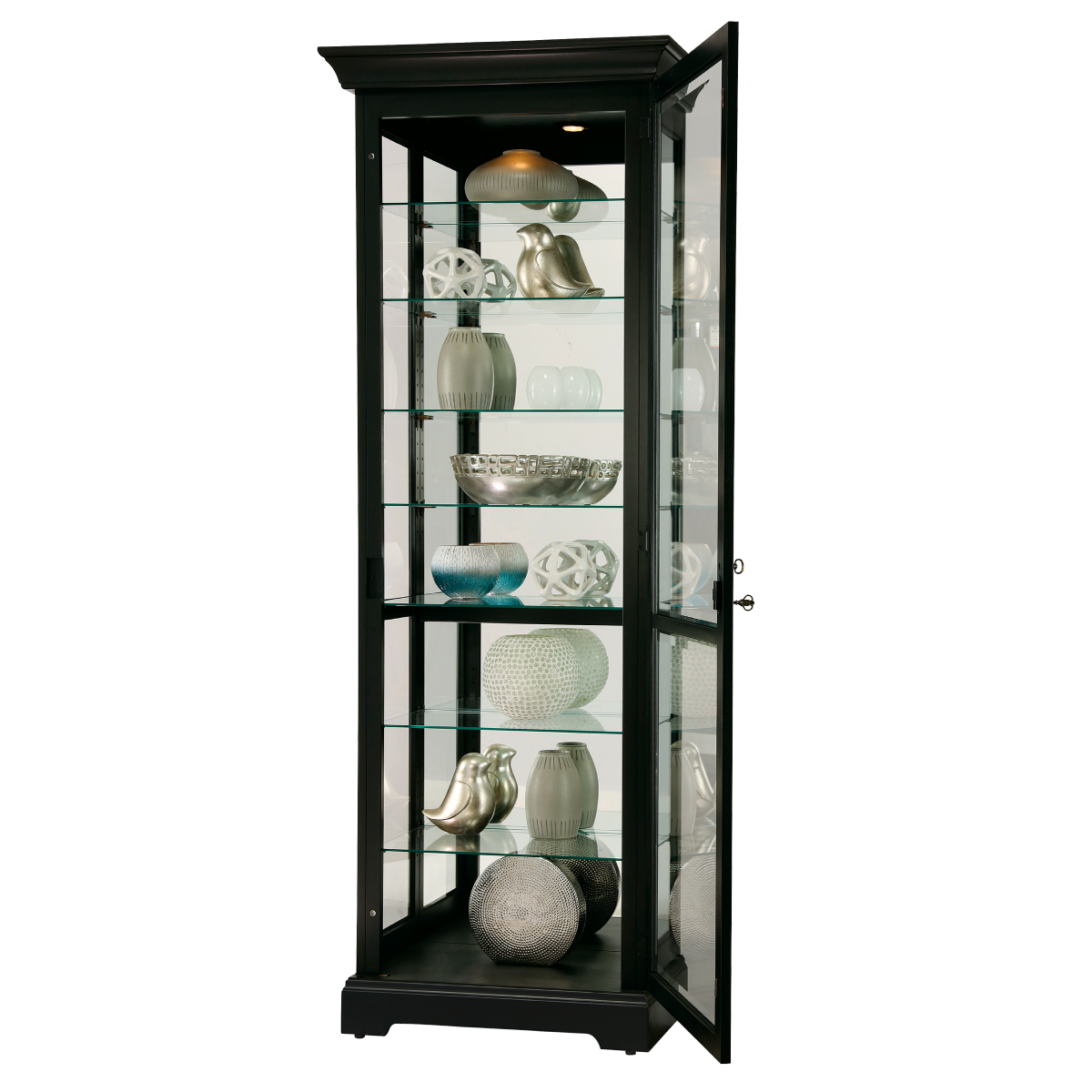 Howard Miller Chesterbrook III Curio Cabinet 680660 with an open door - Home Bars USA