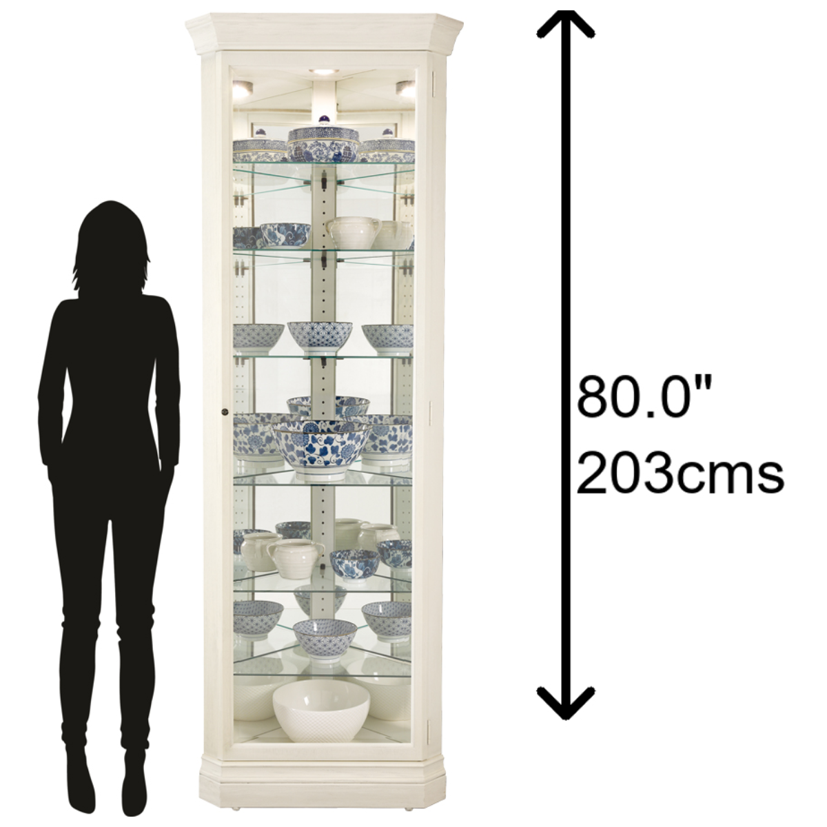 Howard Miller Delia II Corner Curio Cabinet 680642 scale - Home Bars USA