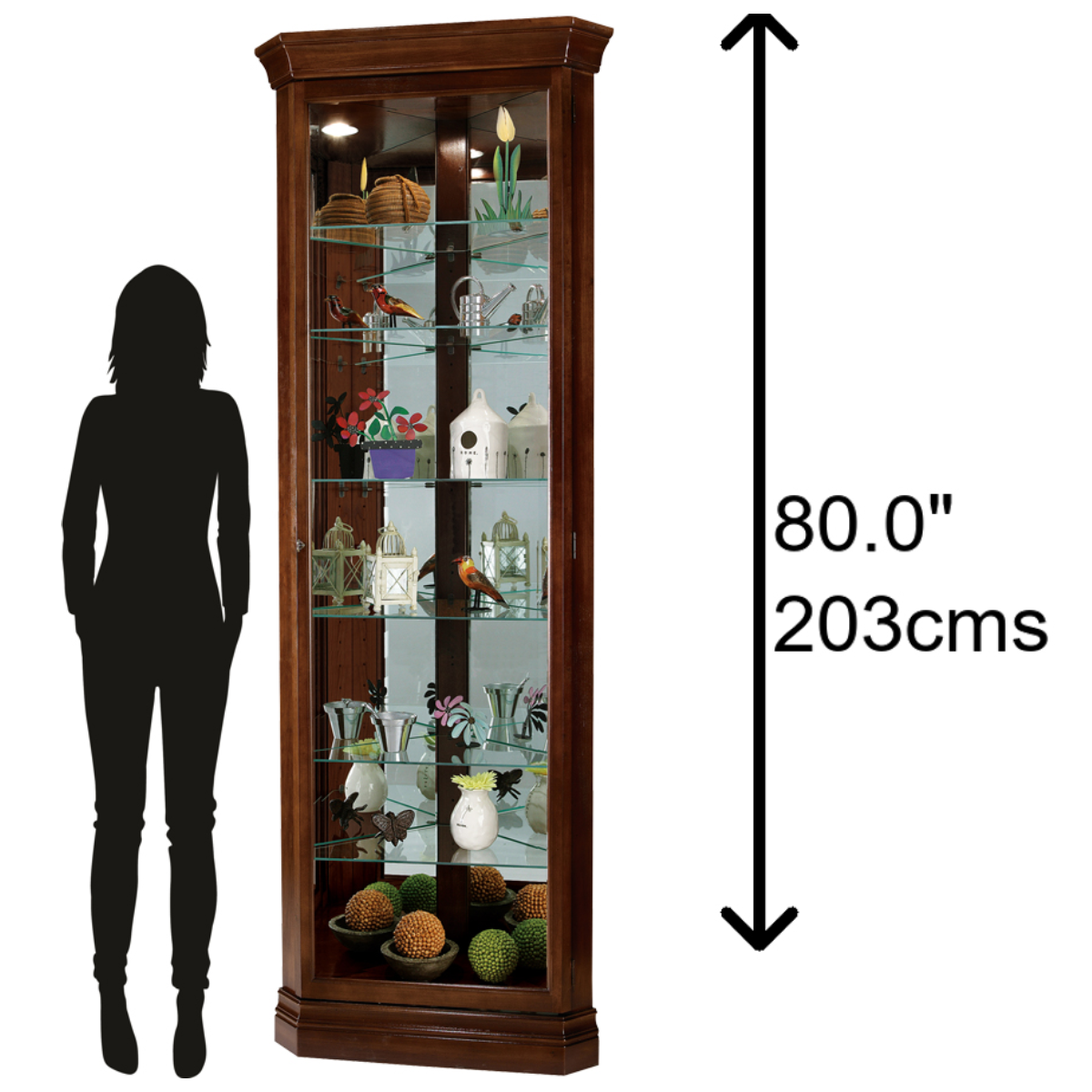 Howard Miller Drake Corner Curio Cabinet 680483 scale - Home Bars USA
