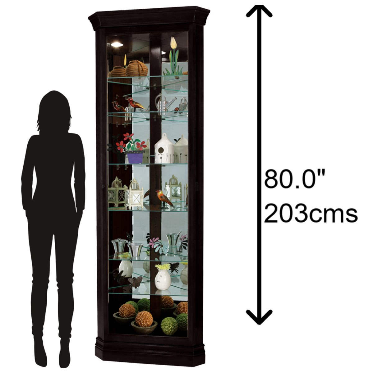 Howard Miller Duane Corner Curio Cabinet 680487 scale - Home Bars USA