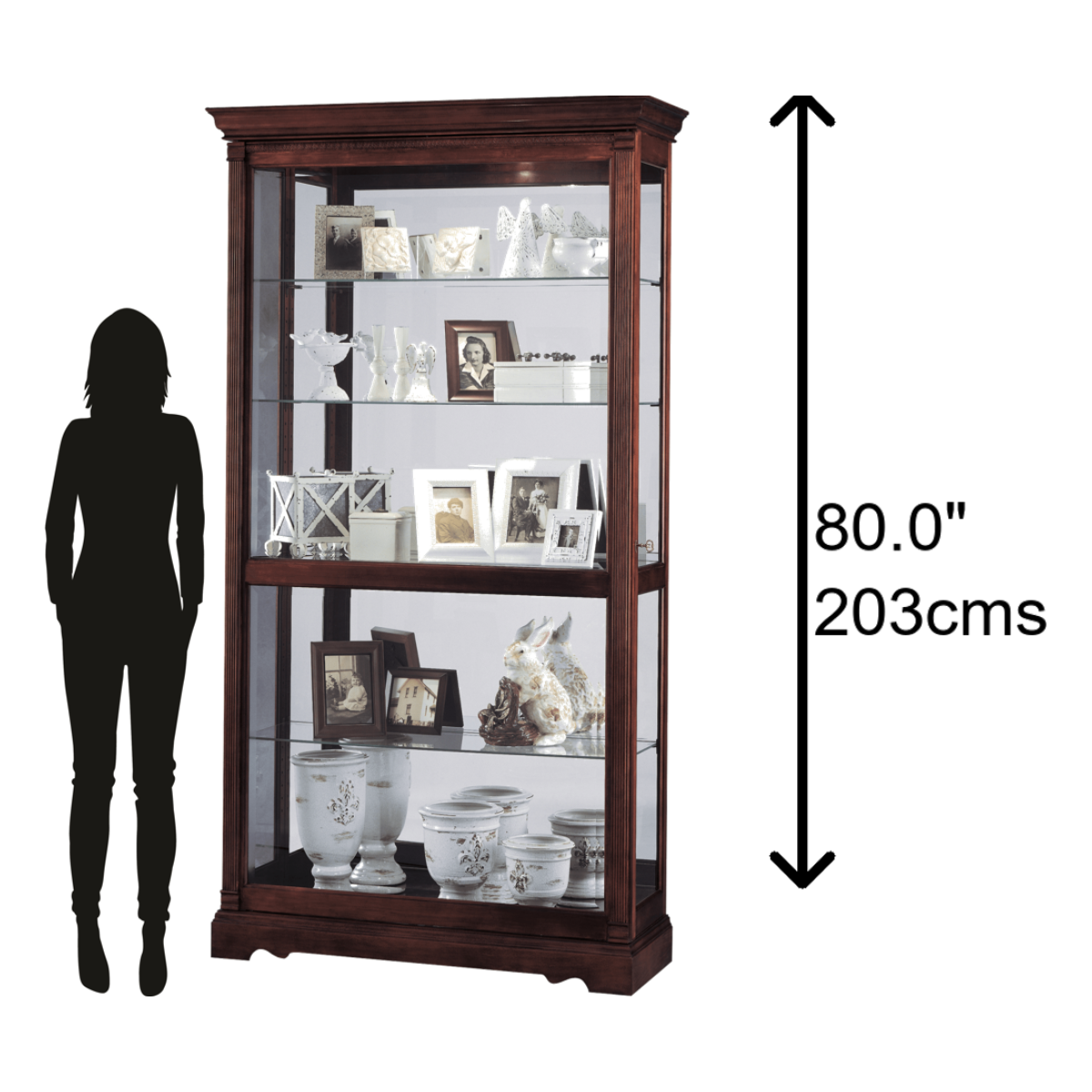 Howard Miller Dublin Curio Cabinet 680337 scale - Home Bars USA