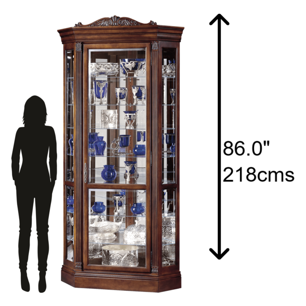 Howard Miller Embassy II Curio Cabinet 680290 scale - Home Bars USA