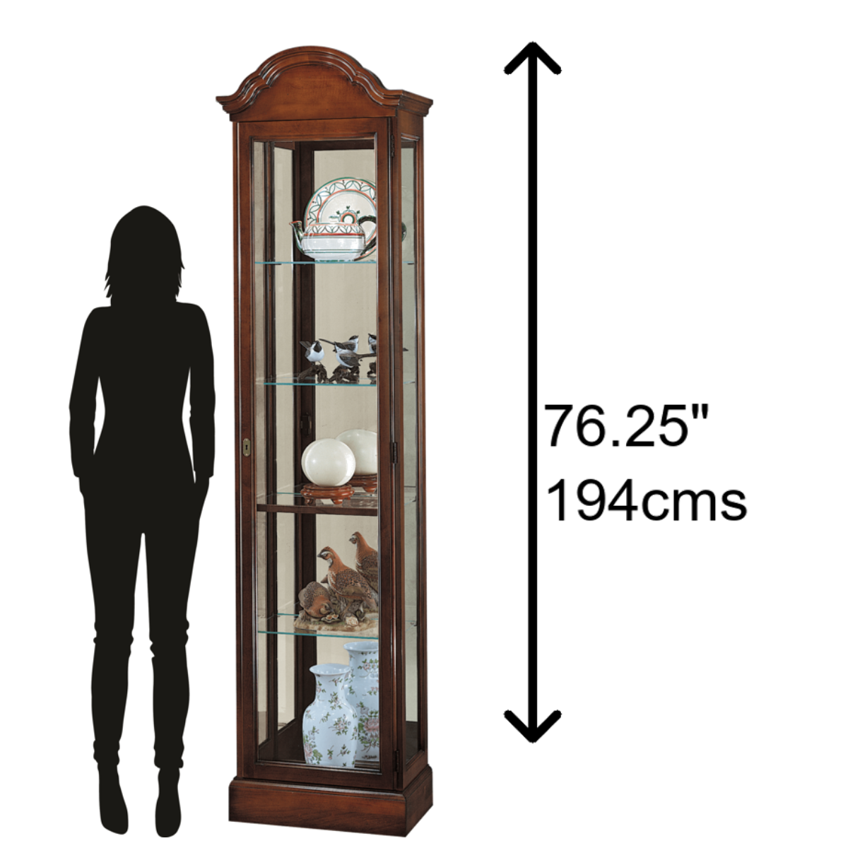 Howard Miller Gilmore Curio Cabinet 680145 scale - Home Bars USA