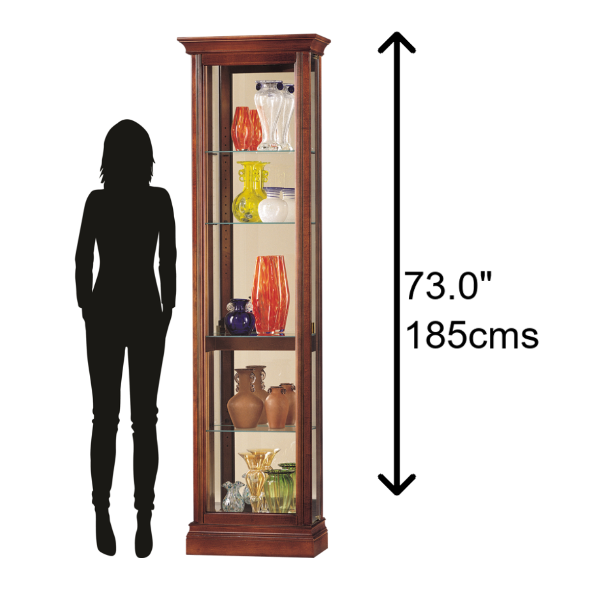 Howard Miller Gregory Curio Cabinet 680245 scale - Home Bars USA