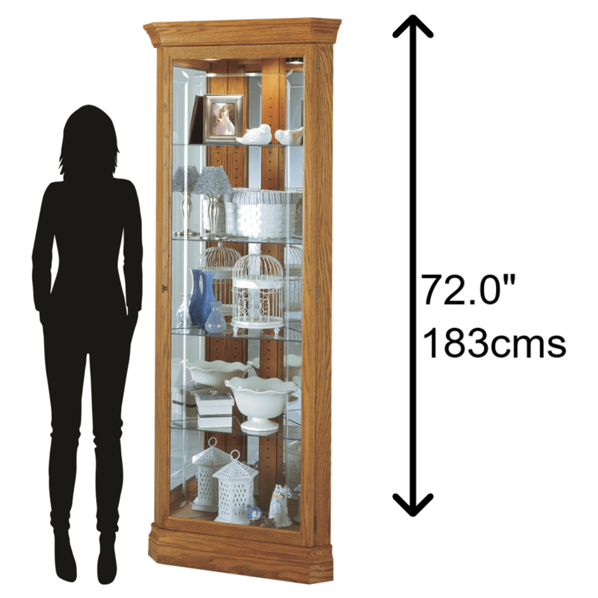 Howard Miller Hammond Corner Curio Cabinet 680347 scale - Home Bars USA