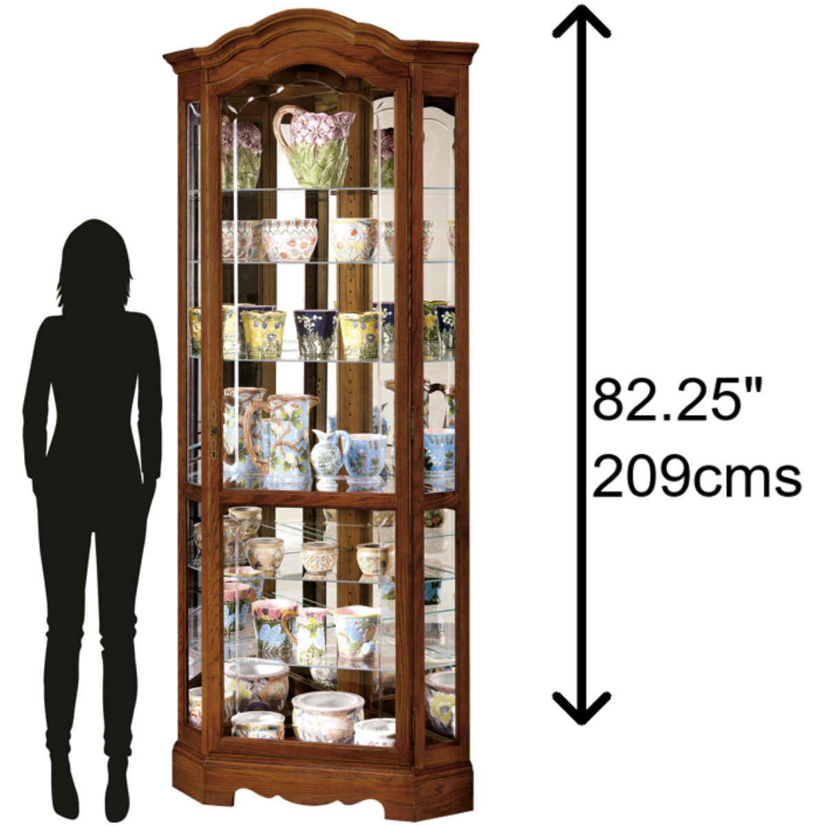 Howard Miller Jamestown II Curio Cabinet 680250 scale - Home Bars USA