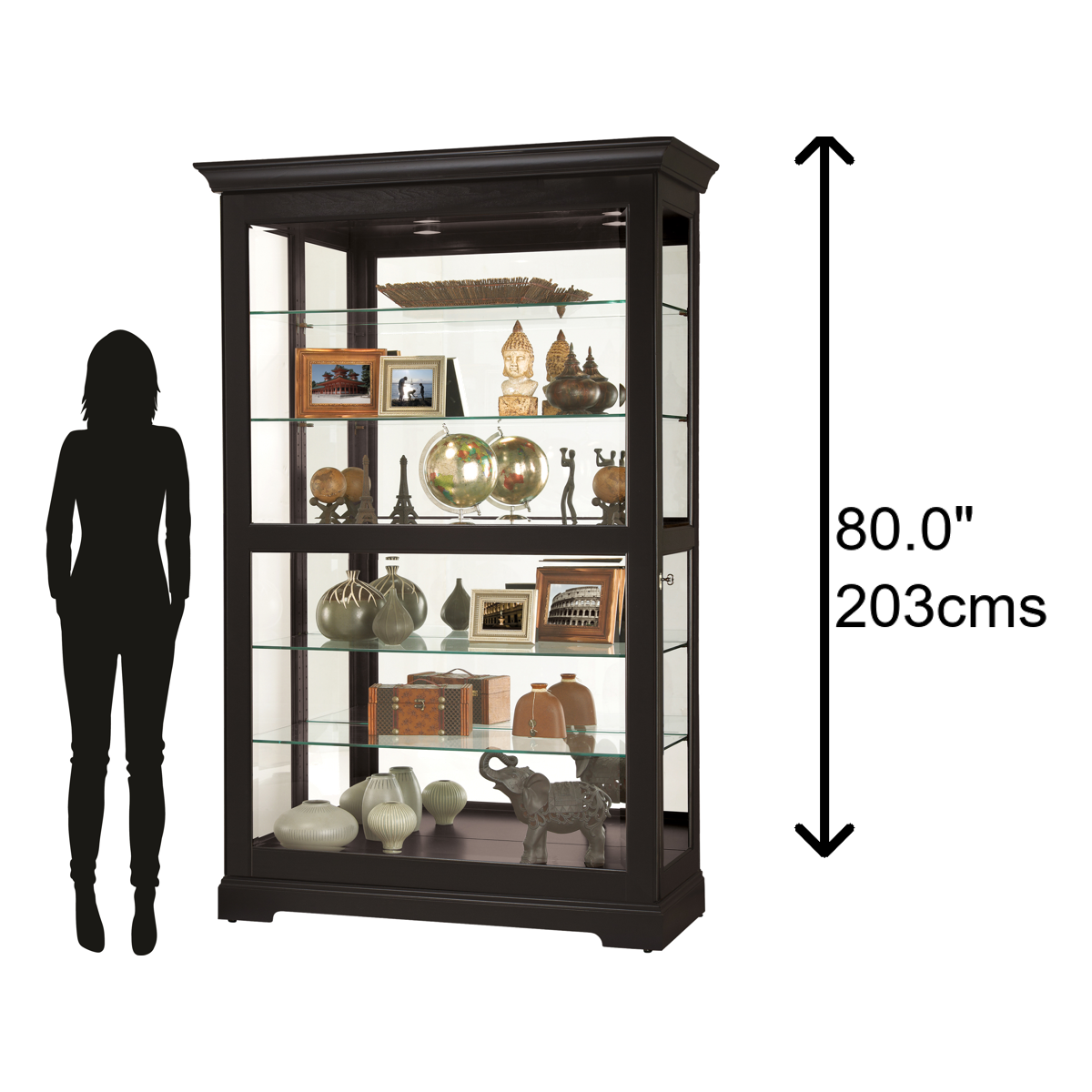 Howard Miller Kane II Curio Cabinet 680624 scale - Home Bars USA