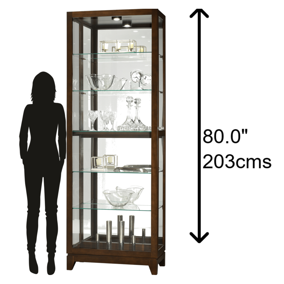 Howard Miller Luke Curio Cabinet 680588 scale - Home Bars USA