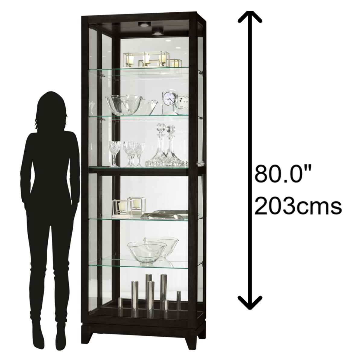 Howard Miller Luke IV Curio Cabinet 680629 scale - Home Bars USA
