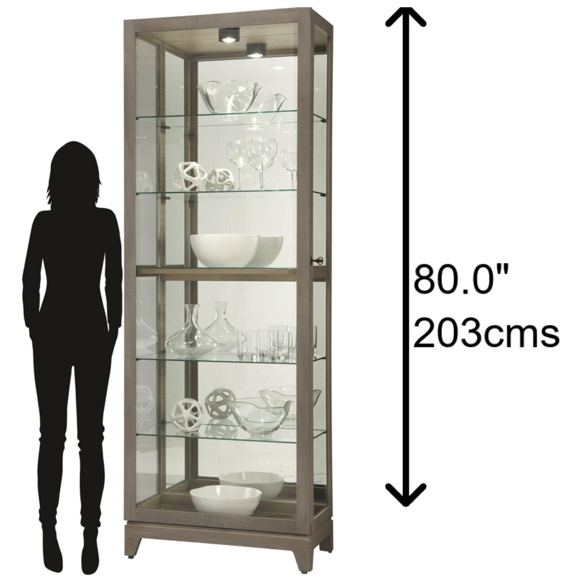 Howard Miller Luke VI Curio Cabinet 680650 scale - Home Bars USA