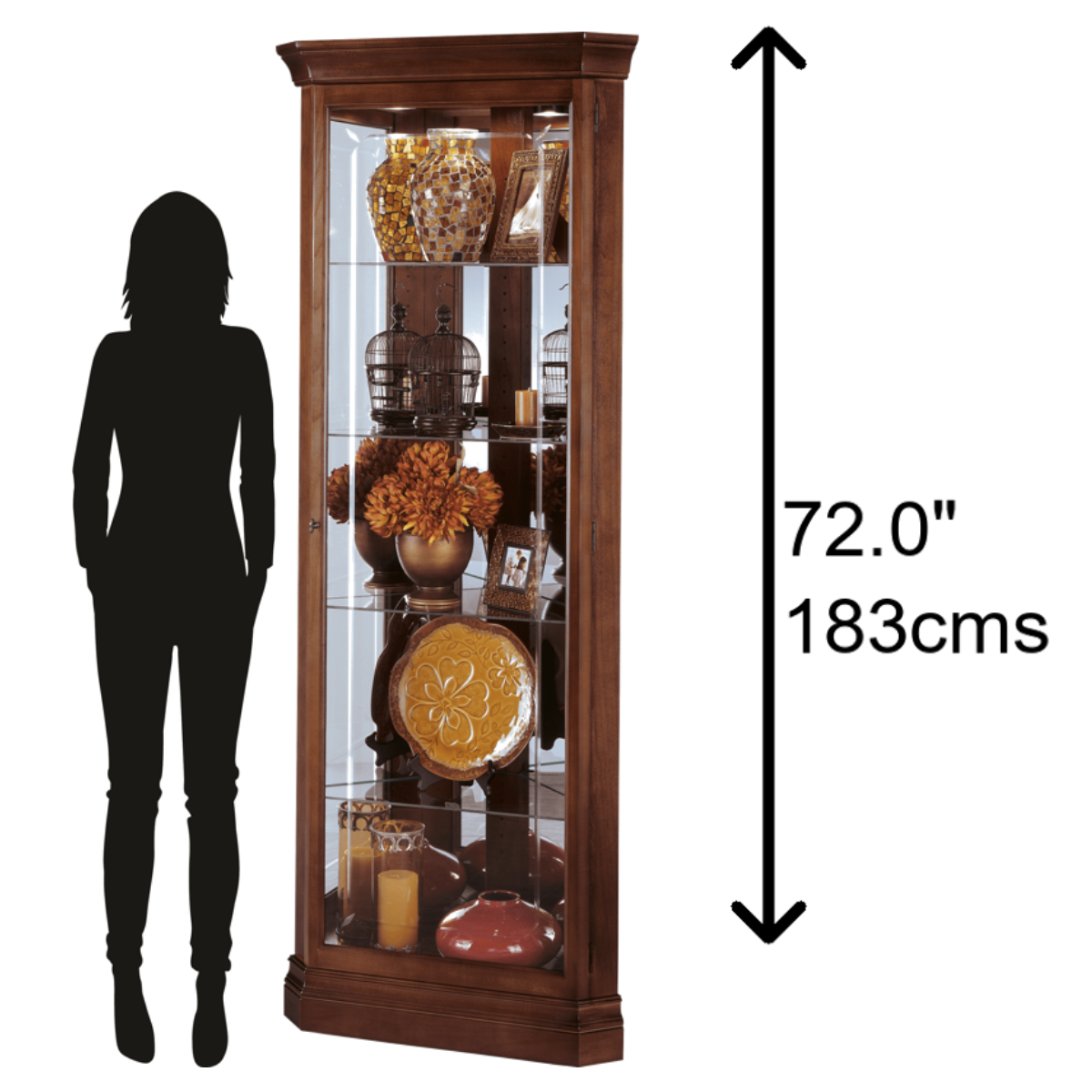 Howard Miller Lynwood Corner Curio Cabinet 680345 scale - Home Bars USA