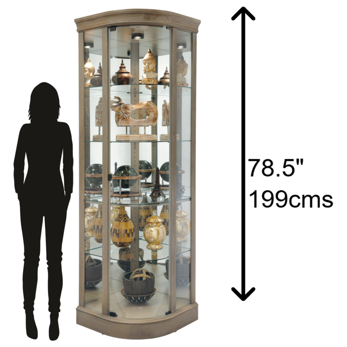 Howard Miller Marlowe V Corner Curio Cabinet 680666 scale - Home Bars USA