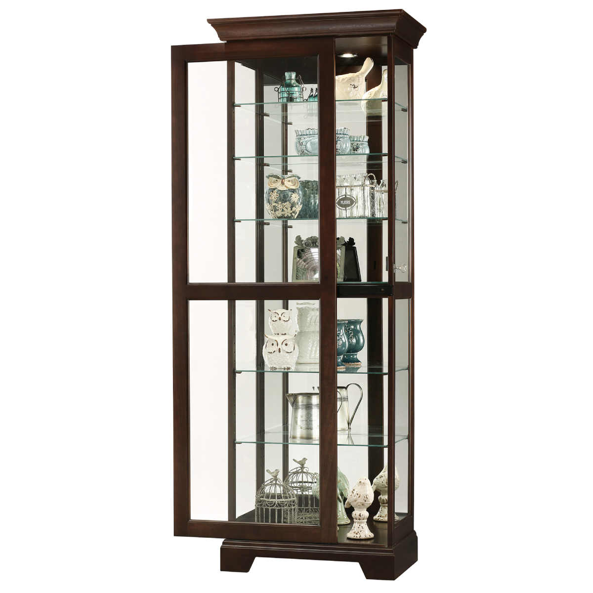 Howard Miller Martindale II Curio Cabinet 680577 with an open door - Home Bars USA