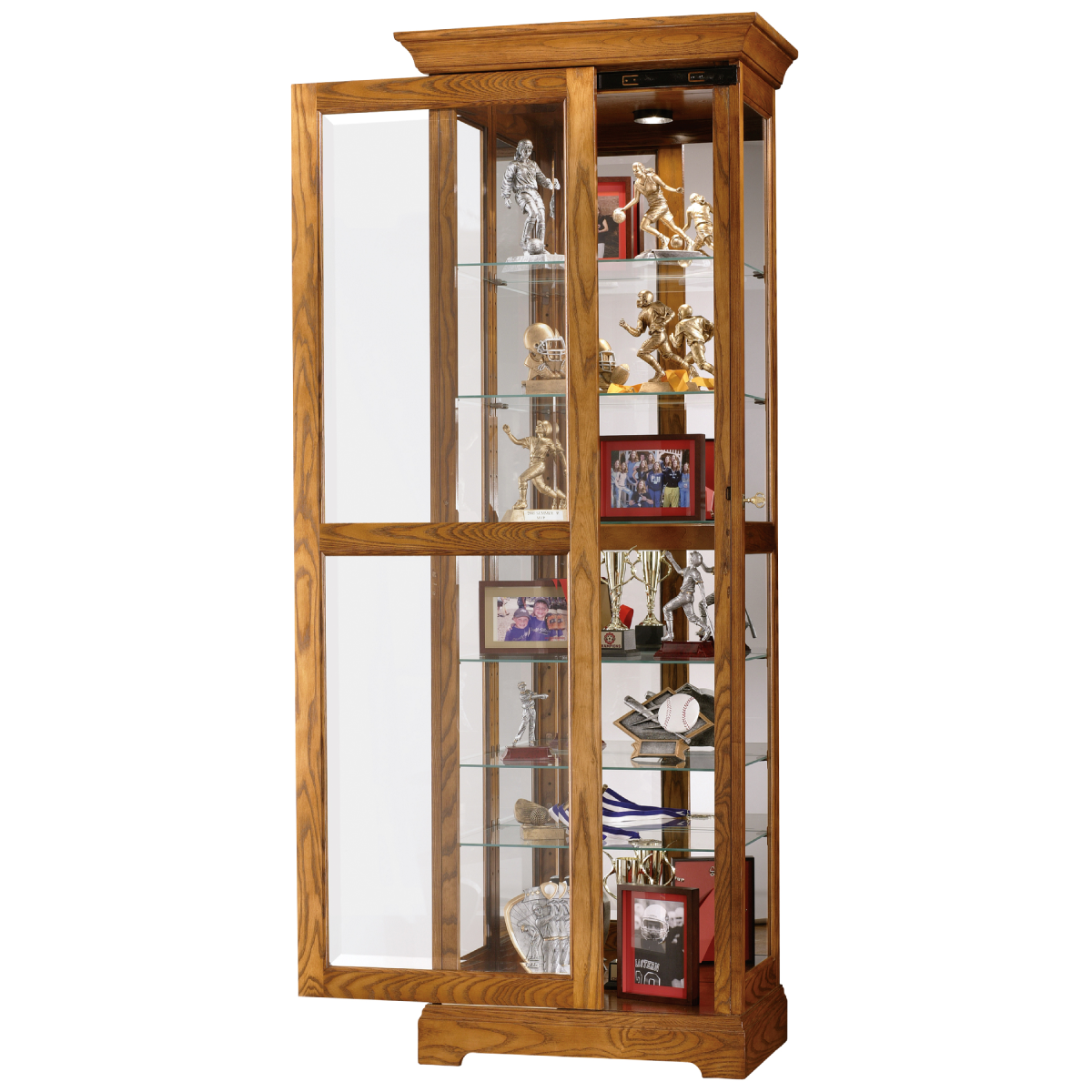 Howard Miller Moorland Curio Cabinet 680471 with an open door - Home Bars USA