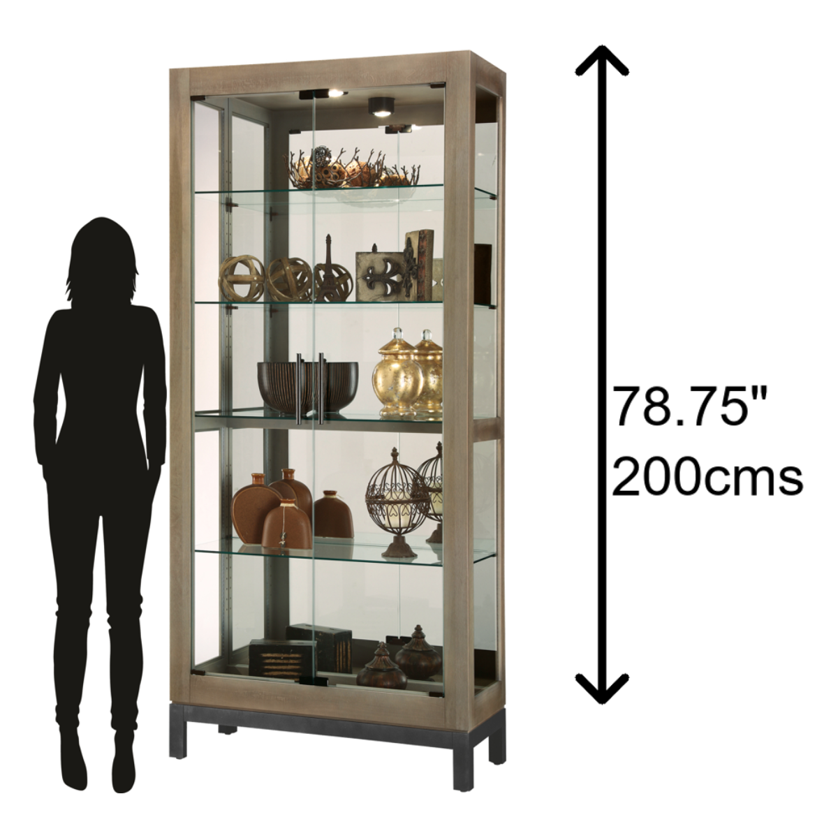 Howard Miller Quinn V Curio Cabinet 680682 scale - Home Bars USA