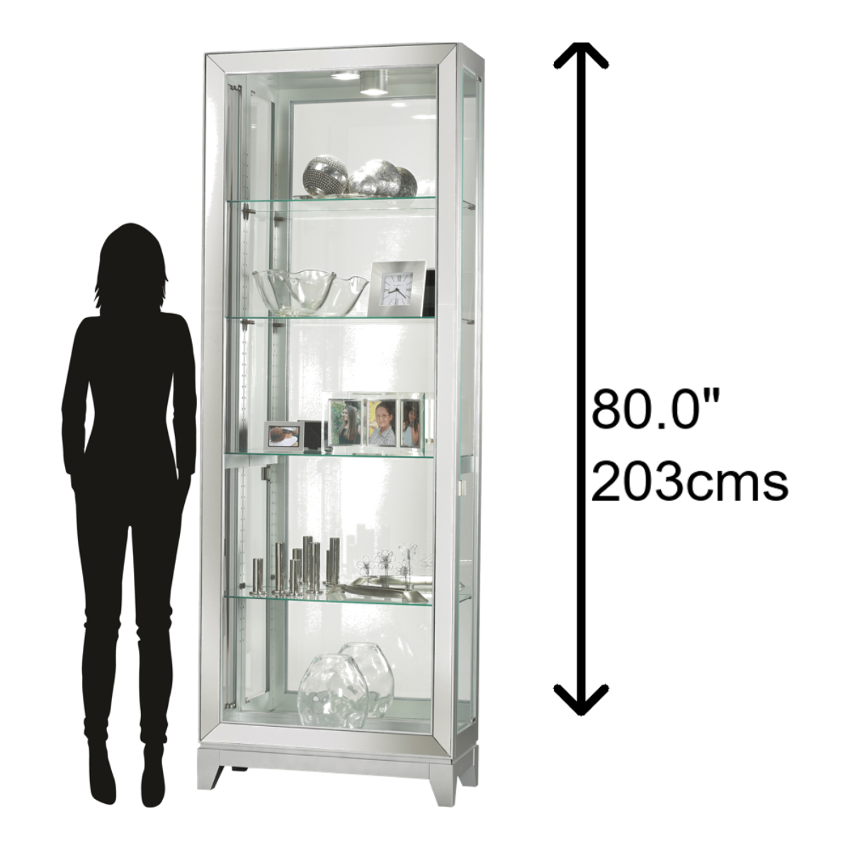 Howard Miller Shayne Curio Cabinet 680590 scale - Home Bars USA
