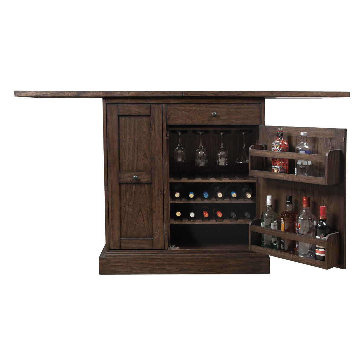 Howard Miller Tipple Wine &amp; Bar Console 695280 with an open door - Home Bars USA