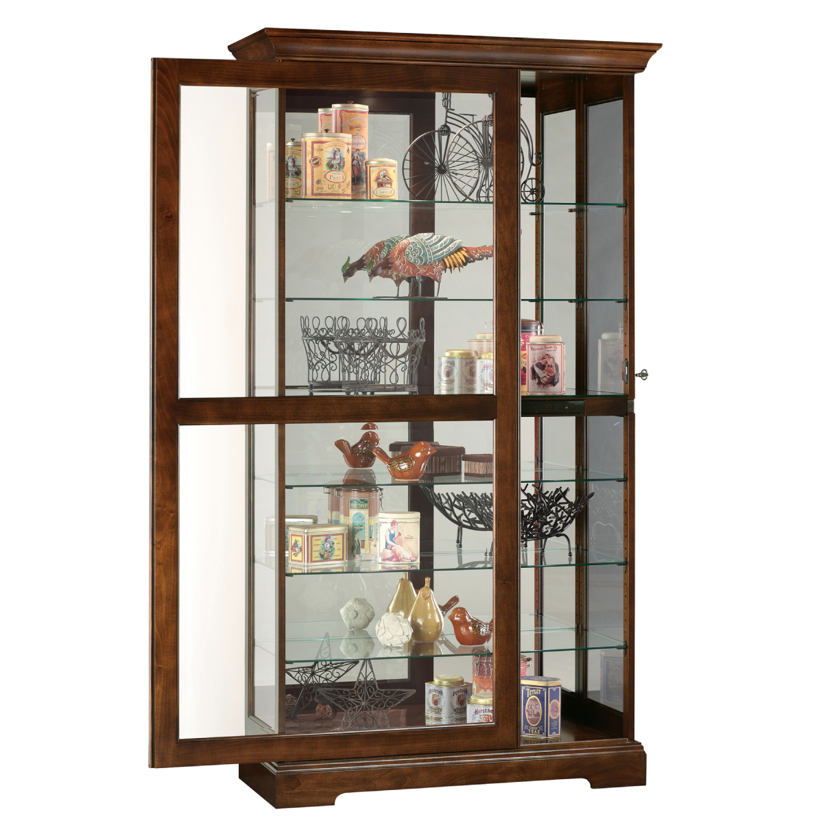 Howard Miller Tyler Curio Cabinet 680537 with an open door - Home Bars USA