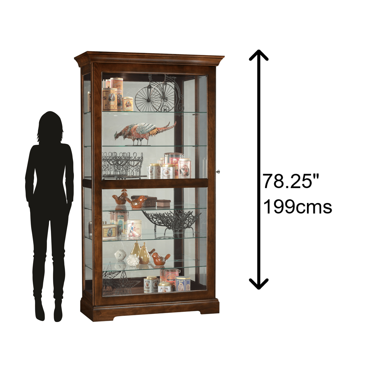 Howard Miller Tyler Curio Cabinet 680537 scale - Home Bars USA