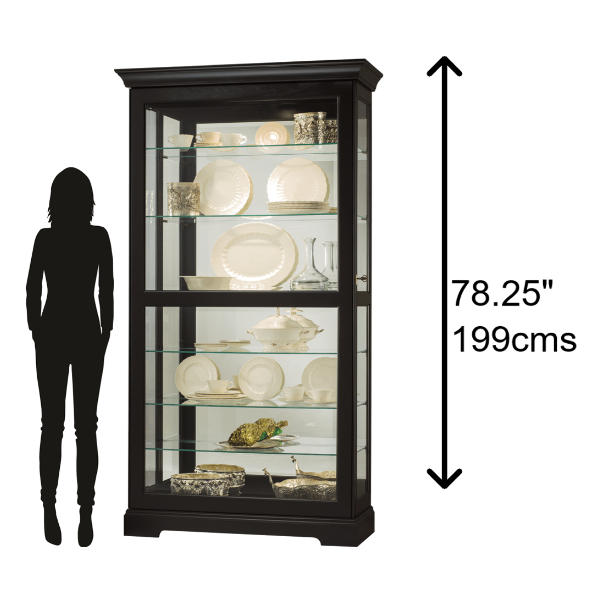 Howard Miller Tyler II Curio Cabinet 680538 scale - Home Bars USA