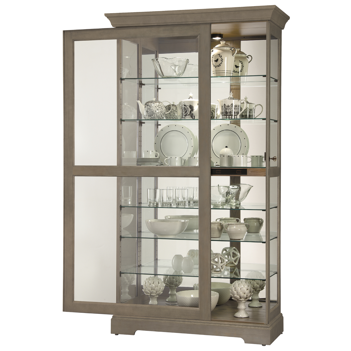 Howard Miller Tyler V Curio Cabinet 680640 with an open door - Home Bars USA