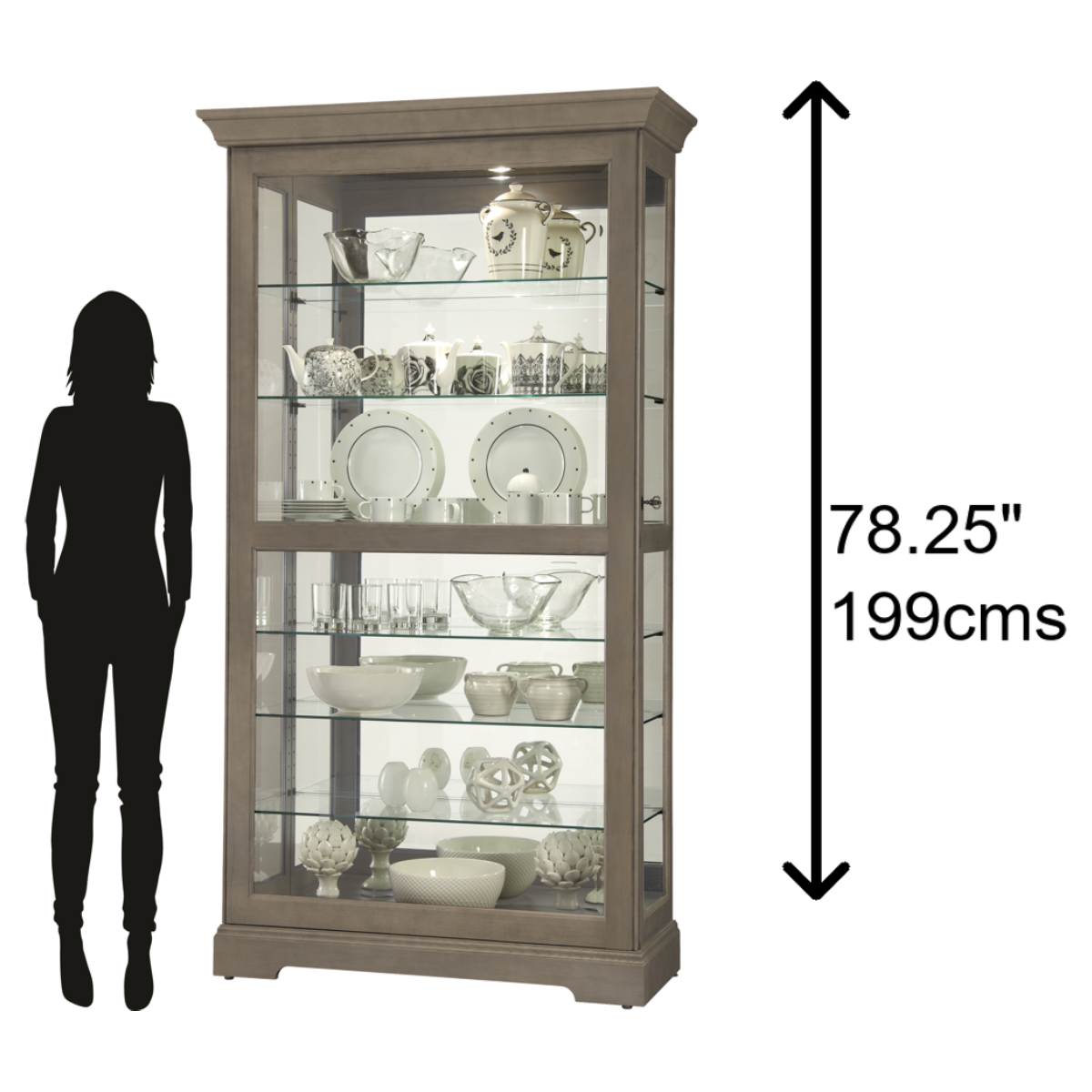 Howard Miller Tyler V Curio Cabinet 680640 scale - Home Bars USA