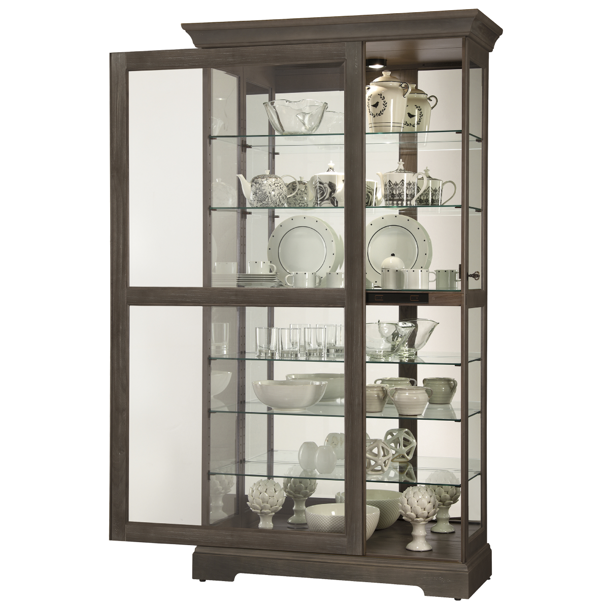 Howard Miller Tyler VI Curio Cabinet 680638 with an open door - Home Bars USA