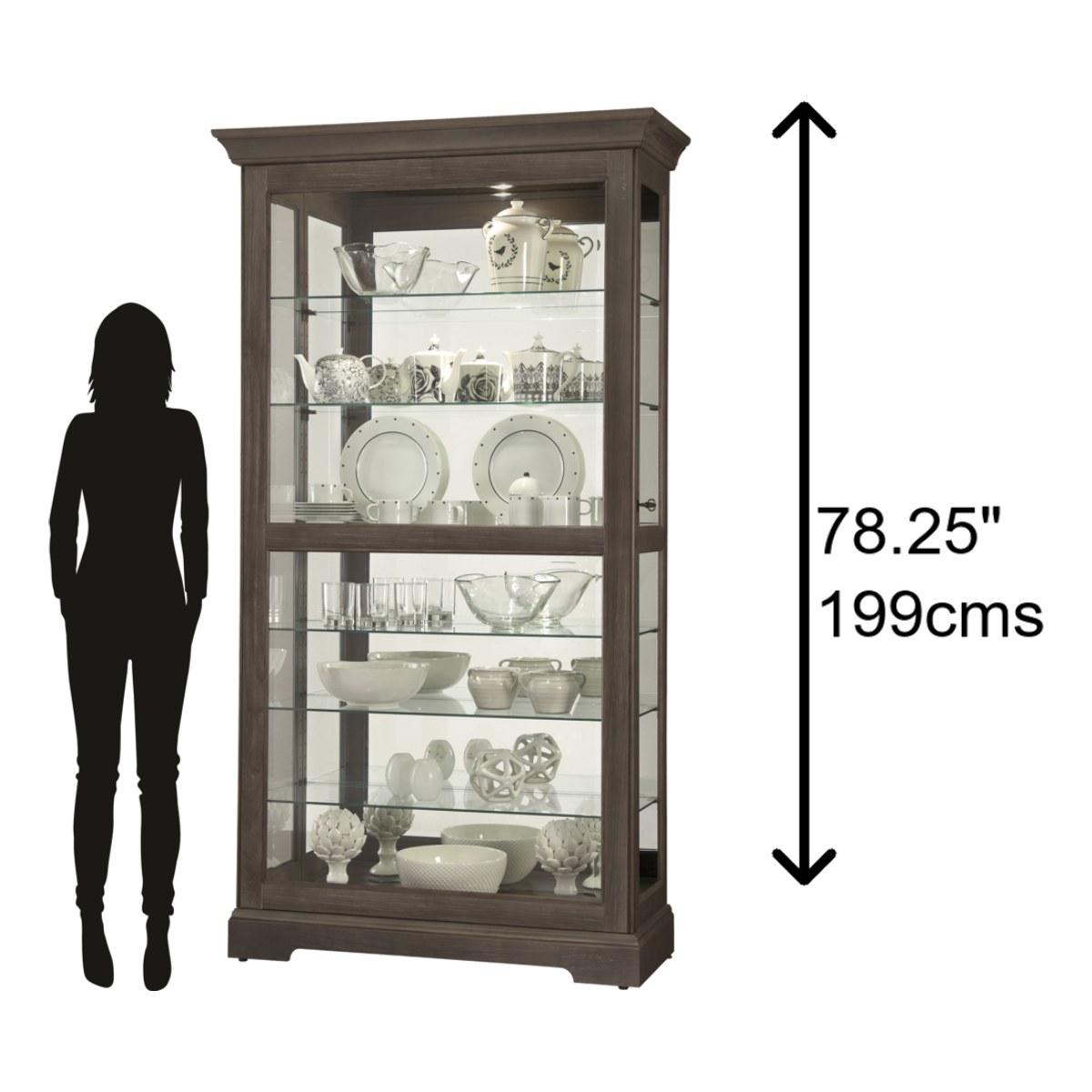 Howard Miller Tyler VI Curio Cabinet 680638 scale - Home Bars USA